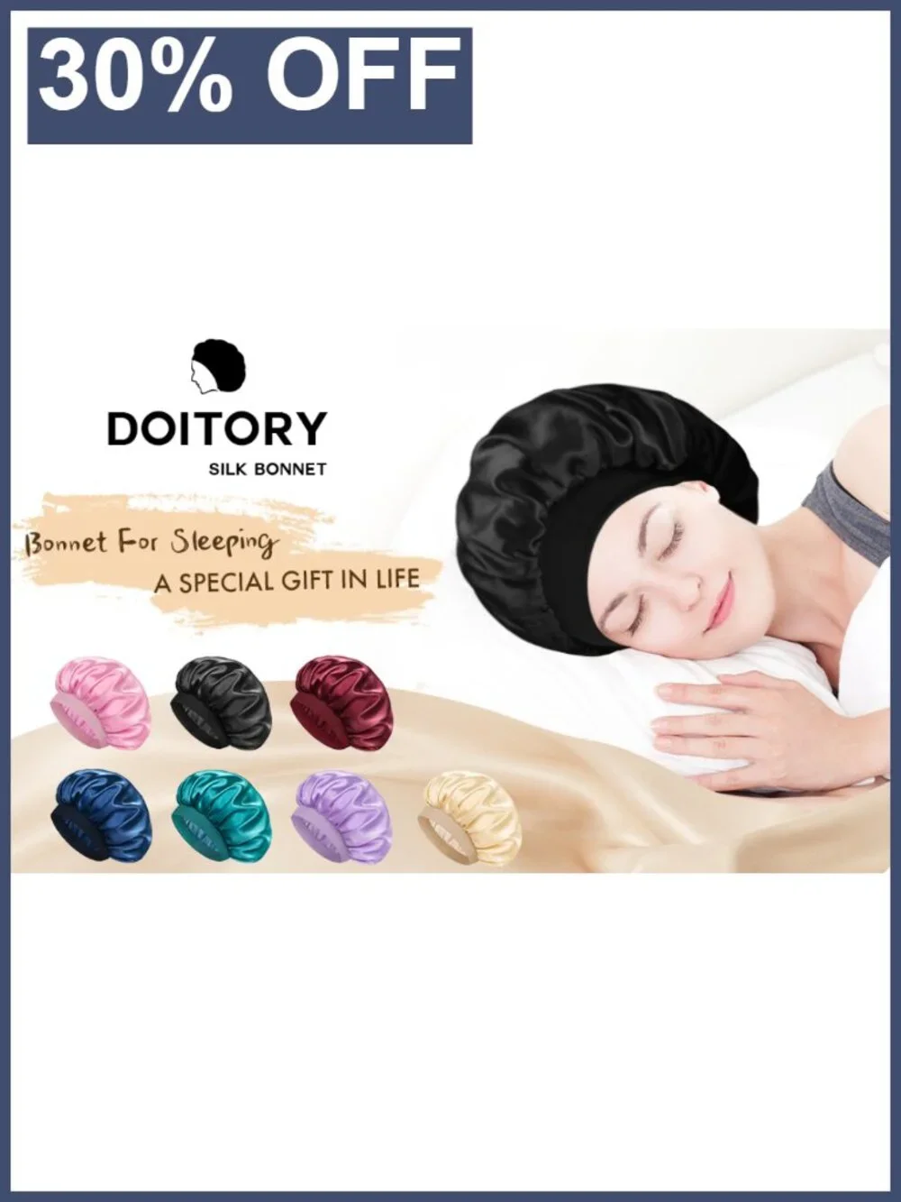 Satin Silk Bonnet for Hair, Double Layer Sleep Cap, One Size